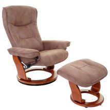 MCA fauteuil relax Hamilton, fauteuil de télévision + tabouret, tissu, charge max. 130kg, marron antique miel