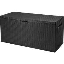 Arcon de jardín de resina 350 litros – 120 x 51 x 60 cm – Color negro – Almacenaje exterior