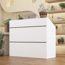 Empfangstheke Empfangstheke Mit Streifendekor, Weiß, Mdf, 120×50×100 Cm