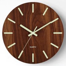 Reloj De Pared Iluminado De 12 Pulgadas, Diseño Silencioso Sin Tictac, Luz Nocturna De Madera, Reloj De Pared Redondo Para Sala De Estar Y Dormitorio 