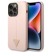 Funda Rígida Rosa De Silicona Triangular Guess Guhcp14xsltgp Para Iphone 14 Pro Max De 6,7 Pulgadas