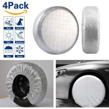 Tire Cover Set Of 4, Tire Aluminum Film Waterproof Sun Protection Cover, Suitable For 19" To 22" Tire Diameter, For Rv Travel Trailer Suv,silver