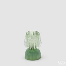 Edg Enzo De Gasperi Lampada Da Tavolo Biforma A Righe Led H 13 Cm D 9 Cm Ip20 Verde