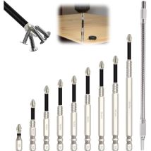 Lot De 10 Embouts De Vissage À Haute Magnétisme Avec Tige D'Extension À Haute Magnétisme - Universel - Forte Magnétique Et Durable - Antidérapants - 