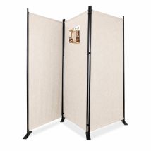 Vounot Paravent Raumteiler 3 Teilig Freistehend Stoff Trennwand 262 X 30 X 173 Cm Beige