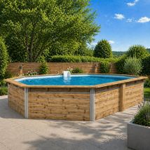 Piscine Bois Waterclip Octogonale 590x420x111 Cm Lucon – 19m³ – Filtration Incluse – Montage Rapide 2h