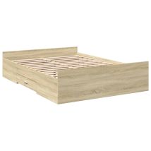 Cama Con Cajones Madera De Ingeniería Roble Sonoma 120x190 Cm Vidaxl