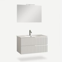 Mobile Bagno Sospeso Con Specchio E Lavabo 90cm Venere - Bianco
