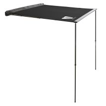 Seitenmarkise 250 cm schwarz – 320 g/m² Ripstop-Polyester – UV-Schutz 50+ – Aluminium-Teleskopstangen – Vickywood