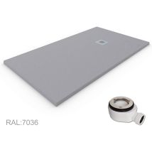 Quarz Duschtasse Aus Extraflachem Harz, Ventil Und Geschenkgitter, Grau Zement Ral. 7037 75x100cm