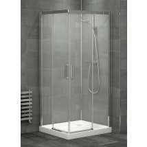 Mampara De Ducha Angular De 2 Hojas Fijas Y 2 Puertas Correderas- Cristal De Seguridad 6 Mm - Modelo Lenox De 70 X 120 Cm - Decorado 'd'