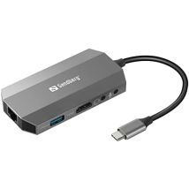 Hub 6port Sandberg Hdmi/usb2.0/usb3.0/cardreader/ethernet Passiv Grey