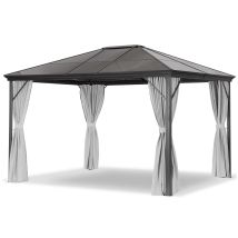 Leco Profi-pavillon Metall-gartenüberdachung, Graues Dach/ Seitenteile In Lichtgrau, 300 X 365 Cm