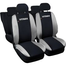 Lupex Shop - Coprisedili Auto Compatibili Per Vitara, Made In Italy, Anteriori E Posteriori Con Copri Poggiatesta Incluso, Tessuto Poliestere, Nero - 