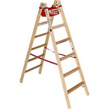 Euroline - Escalera De Tijera De Madera Con Cómodos Peldaños Anchos Acceso