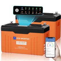 Eco-worthy Batterie Lithium 12v 314ah Lifepo4 Bluetooth Avec Écran, Batterie Lifepo4 Avec 200a Bms Protection Basse Température Et Max. 15000 Cycles,