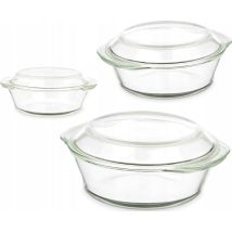 Vivalto Conjunto De 3 Fuentes Para Gratinar De Vidrio Transparente
