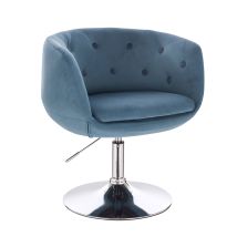 Svita - Panama Retro Loungestuhl Cocktailsessel Blau Petrol Samt-optik Tellerfuß