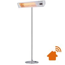 Sined Warm Ira Inox Pole Wifi Lámpara Calefactora Exterior 2000 Con Kit Completo De Mástil Gris Ira Calentador Al Aire Libre De Onda Corta Y Mando A 
