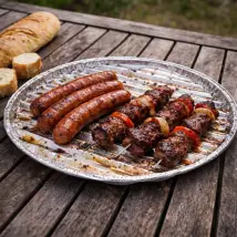Plateaux de barbecue ronds – Lot de 3 – Aluminium – 35 cm de diamètre – Barbecue électrique