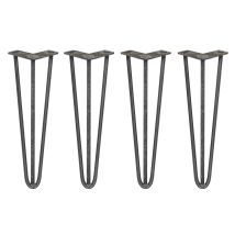 Legs - Set Di 4 Gambe Per Mobili Gamba Per Tavolo In Acciaio Gambe A Forcina Include Viti E Piedini Protezione Gratuiti (31-71cm) - 40.6cm - 3 Rebbi -