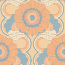Bricoflor - As Creation 70's Retro Floral Chic Turquoise Wallpaper Textured Paste The Wall