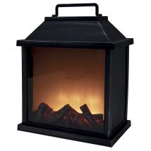 Lanterna decorativa effetto fiamma 32 x 8.5 x H32 cm – Struttura plastica – Colore nero – GALILEO
