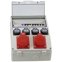 CEE Stromverteiler 400 V 32 A 4 x 16A/230V 1 x 16A/400V 1 x 32A/400V Schutzschaltgeräte Polycarbonatabdeckung