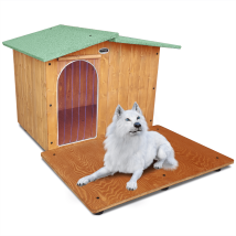 Cuccia In Legno Per Cani Da Esterno "rinforzata" Tendina Omaggio Mod. Oasi Con Davanzale Made In Italy D - Pastore 102x129x80 Tendina Omaggio
