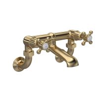 Hudson Reed White Topaz Wall Mounted Crosshead Bath Filler Tap - Brushed Brass