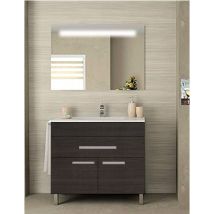 Allstone - Conjunto De Baño Bahia 2 Puertas Y Un Cajón - 7 Colores Distintos -15 Medidas - Incluye Mueble, Lavabo Y Espejo - Roble Sinatra 100 X 45 Cm
