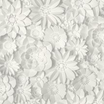Fine Decor - 3d Effect Floral Wallpaper Flowers White Grey Washable Dimensions