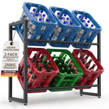 Lawa Living And Lifestyle - Getränkekistenregal Für 6 Kisten Höhenverstellbar Metall Verzinkt Schwarz 84x104x32 Bierkistenhalter