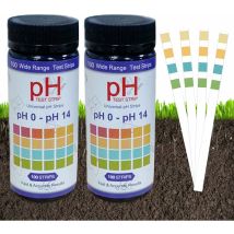 Tiras Reactivas De Ph, 200 Tiras Reactivas De Ph Para Suelo, Papel De Prueba (ph 0-14), Medidor De Ph Para Suelo De Jardín, Kit De Análisis De Ph (2)