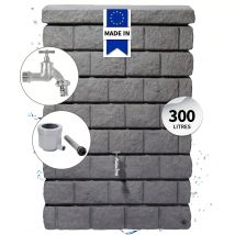 Garantia - Kit Réservoir Mural Rocky Junior 300 L, Granite Foncé Incl. Robinet Chromé Et Raccord De Descente