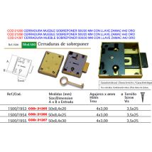 Ehl - Serratura Per Mobili Sporgente 500/25 Mm Con Chiave In Zamac A42 Oro