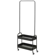 Portant À Vêtements En Métal Avec Étagère À Chaussures, Mobile, Autoportant, Noir