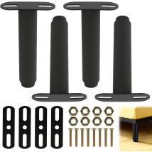4 Pieds De Support De Lit Réglables En Hauteur 18-32 Cm, Pieds De Lit Robustes En Acier, Installation Facile Sans Perçage, Adaptés Aux Cadres De Lit, 