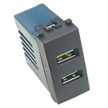 Modulo Doppia Presa Usb 2.0 Tipo A, 5vdc 2,1a, Serie Venus, Nero, Compatibile Con Serie Vimar Arkè Ettroit Va2402