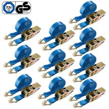 Arebos Tensioning Strap With Ratchet 10 Pieces (800 Kg, 6 M, Two-part, En 12195-2) - Lashing Strap Ratchet Tensioning Strap Hard Strap