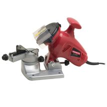 Afilador de cadenas de motosierra eléctrico 180 W – Disco 100 mm – R.P.M. 6300 – Ancho 310 mm – Profundidad 180 mm – Altura 220 mm – Base Aluminio