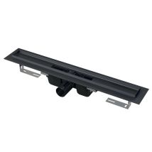 Alca - Plato De Ducha 115 Cm, Con Borde Para Rejilla Perforada, Negro Mate Apz1black-1150