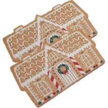 Générique 2 Pieces Gingerbread Christmas Welcome Mat, 60x40cm Ginger Bread House Welcome Door Mat, Tapis De Porte Antidérapant, Tapis De Porte 