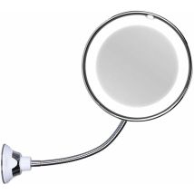 Ousudela - Specchio Cosmetico A Collo D'Oca Da 17 Cm, Ingrandimento 10x, Illuminato A Led, Con Potente Ventosa, Girevole A 360 Gradi, Luce Diurna, A 
