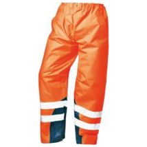 Safestyle Warnschutz-Regenbundhose Matula – Größe L – 100% Polyester – Wassersäule 2000 mm – orange mit marineblauen Akzenten