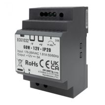Transformateur Led Pour Rail Din Premium 12v 60w Ip20 Noir Eco Light