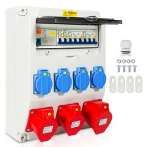 Swanew - Cuadro De Distribución De Energía Para Obras Cuadro De Distribución Mural Toma De Corriente Cee Ip44 Para Obras 1x32a 2x16a 4x230v Con Ls+fi