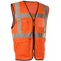 SINGER SAFETY – GARO04 – Orange Warnweste mit mehreren Taschen – XL – Schutzkleidung