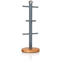 Nordic Nordic Porta Tazas Soporte Almacenamiento 6 Tazas Café, Acero Al Carbono, Base Bambú, Moderno Gris - Swan