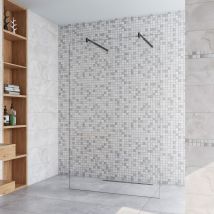 Duschparadies-de - 77.7x200cm+ Mit 2 70-120cm Schwarz Stabilisator 8mm Nano Sicherheitsglas Walk In Duschwand Duschabtrennung